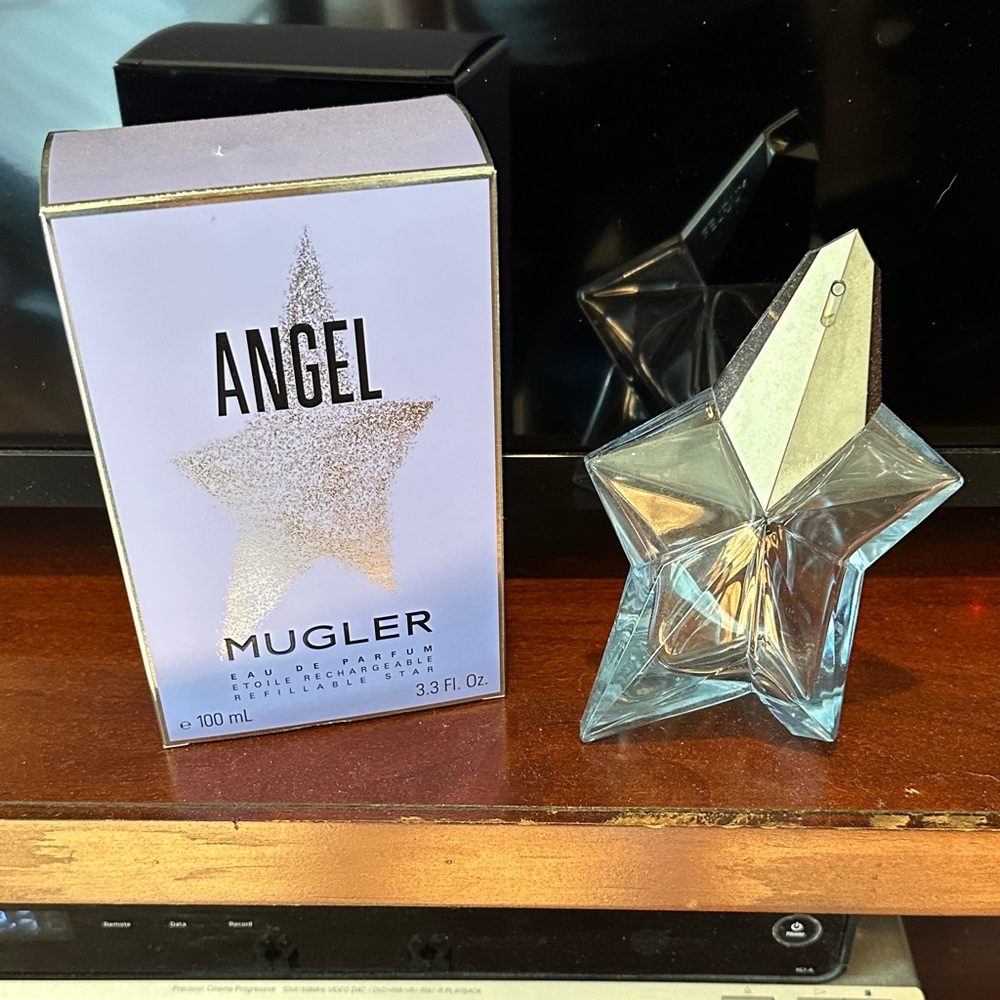 Empty 3.3 oz Refillable Angel Bottle with original box